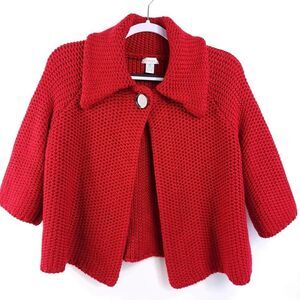Chico's 3/4 Sleeve Wool Blend Cardigan Women's Sz 0 Small